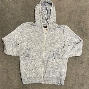 H&M Men's Blue and White Zip-Up Hoodie